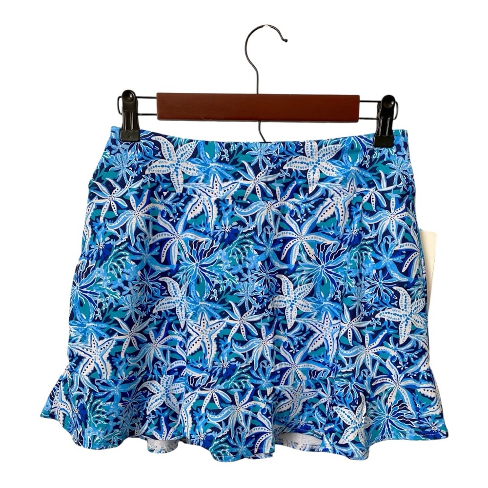 Gottex Athletic Skort Golf Tennis Sz S Blue Starfish Floral Pickleball